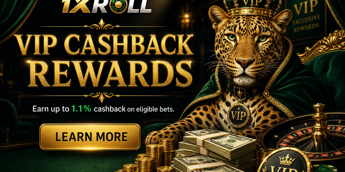 1XROLL VIP Cashback Program — Up to 1.1% Rebate